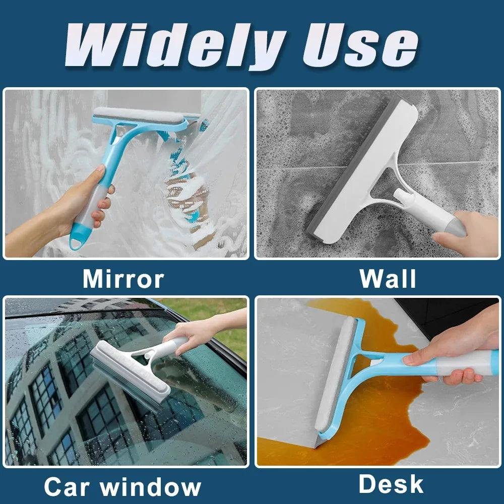 3 in 1 Car Glass Cleaning Wiper Microfiber Scrub with Spray Bottle Spray Type Cleaning Brush Squeegee 3 in 1 Function