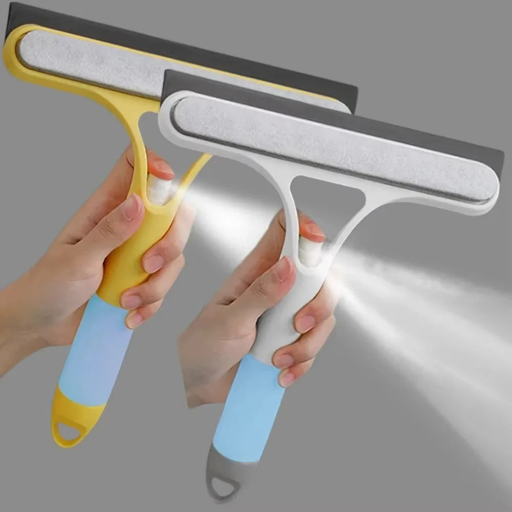 3 in 1 Car Glass Cleaning Wiper Microfiber Scrub with Spray Bottle Spray Type Cleaning Brush Squeegee 3 in 1 Function