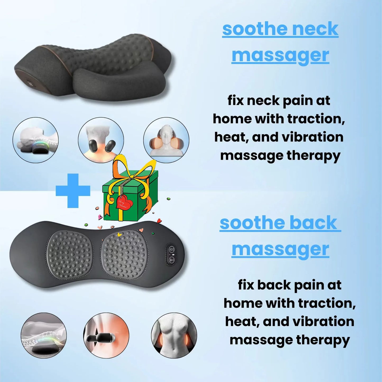 Okayso 3-in-1 Back Massager Waist Pillow Bed Sleeping Waist Protection Pad Electric Massage Lying Flat Waist Pain Waist Massager